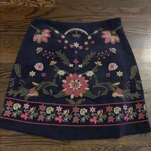 Embroidered corduroy mini skirt